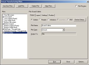 Gerber Output Form Configured