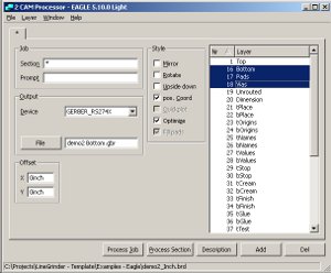 Gerber Output Form Configured